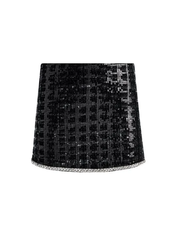 Skirts Women Alice Olivia RUBI SEQUIN TWEED MINI SKIRT Black