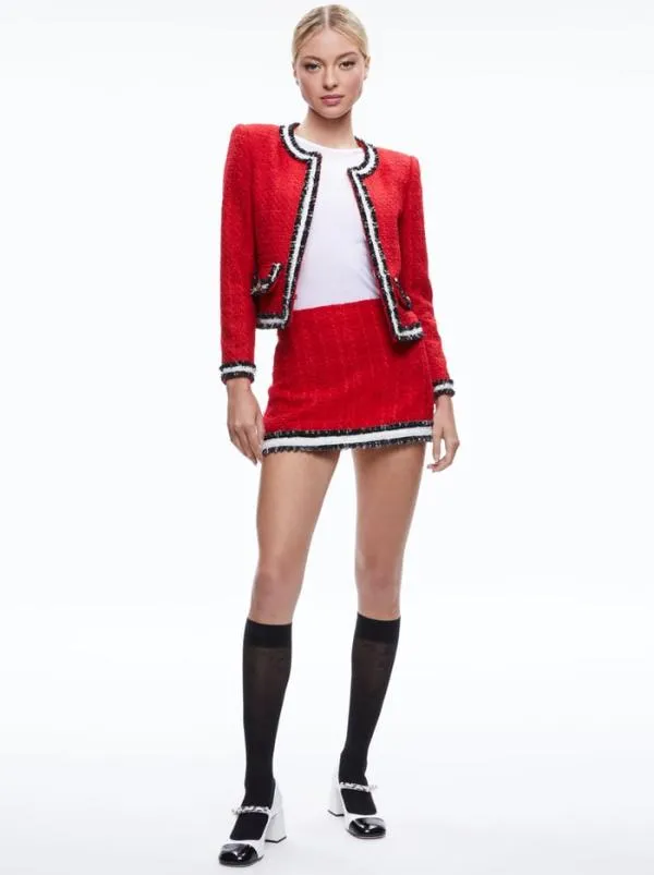 Skirts Women Alice Olivia RUBI TWEED MINI SKIRT Perfect Rubyblackwhite