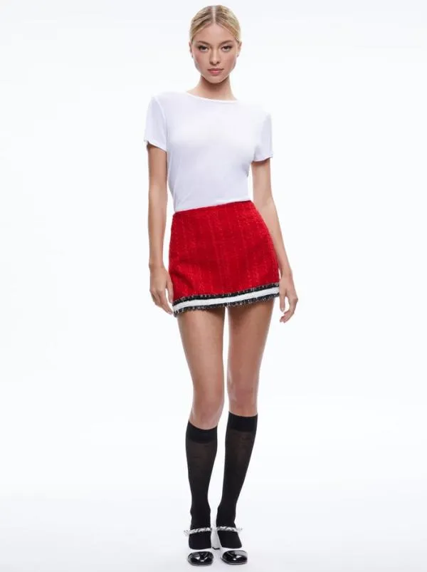 Skirts Women Alice Olivia RUBI TWEED MINI SKIRT Perfect Rubyblackwhite