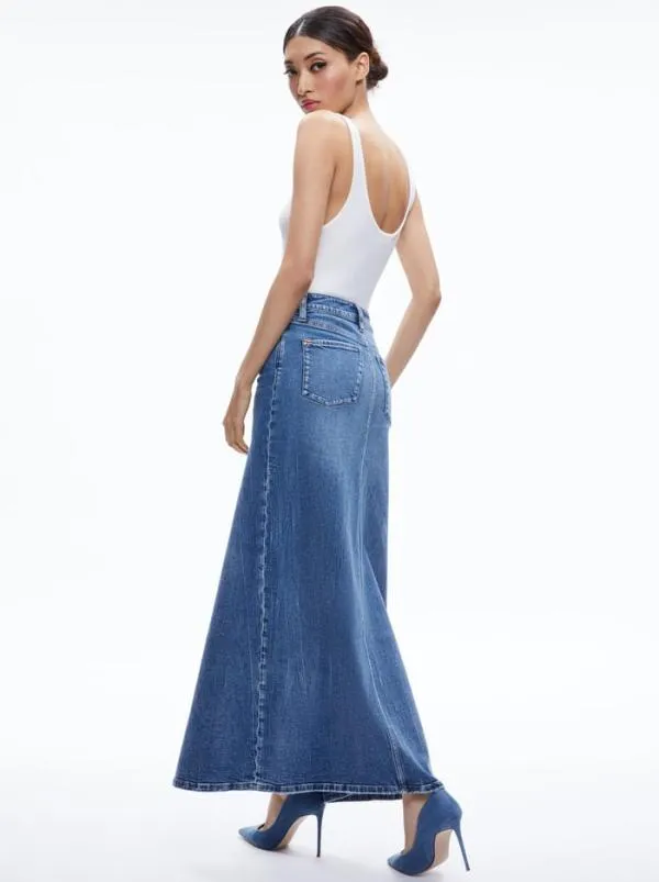 Skirts Women Alice Olivia RYE DENIM MAXI SKIRT Brooklyn Blue