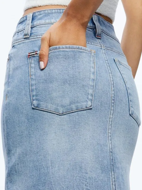 Skirts Women Alice Olivia RYE MIDI DENIM SKIRT Lightning Blue