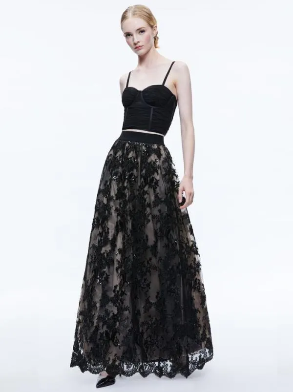Skirts Women Alice Olivia TINA EMBELLISHED GOWN SKIRT Black
