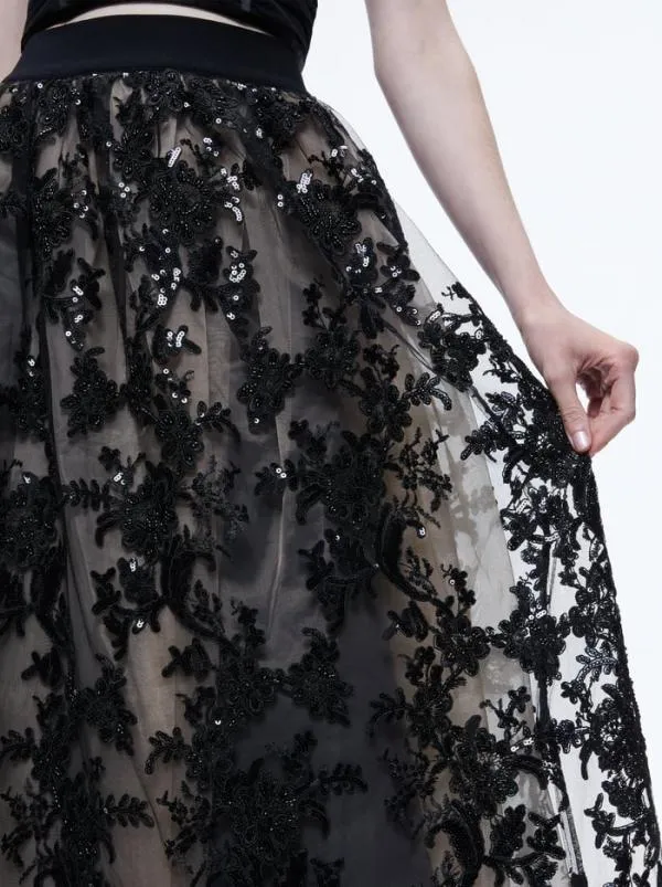 Skirts Women Alice Olivia TINA EMBELLISHED GOWN SKIRT Black