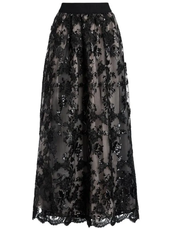 Skirts Women Alice Olivia TINA EMBELLISHED GOWN SKIRT Black