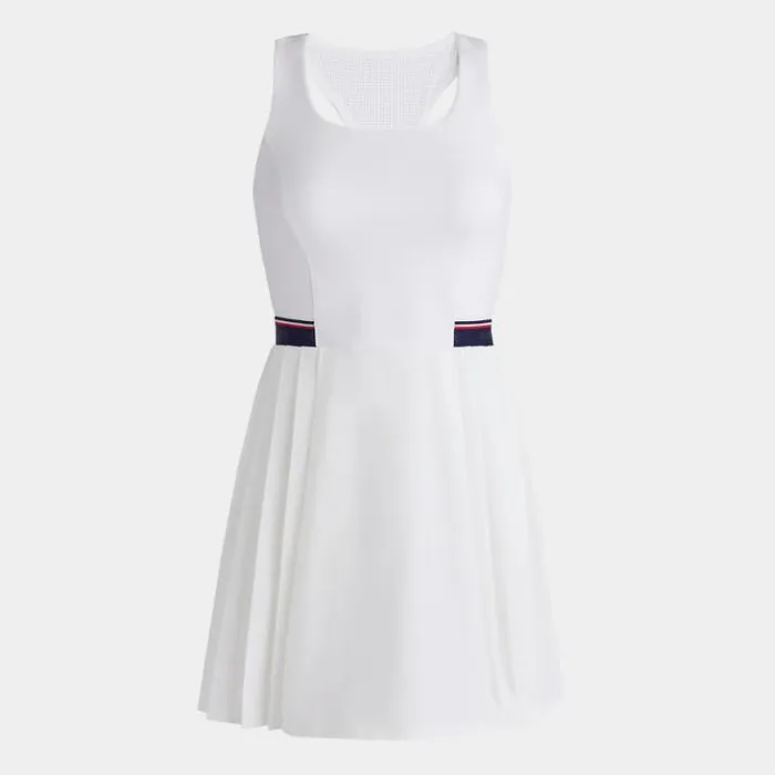 Skorts and Dresses Women GFORE RACERBACK STRETCH OPS PLEATED TENNIS DRESS WITH SHORT Snow