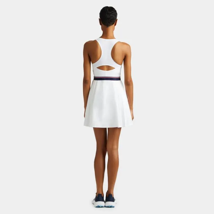 Skorts and Dresses Women GFORE RACERBACK STRETCH OPS PLEATED TENNIS DRESS WITH SHORT Snow