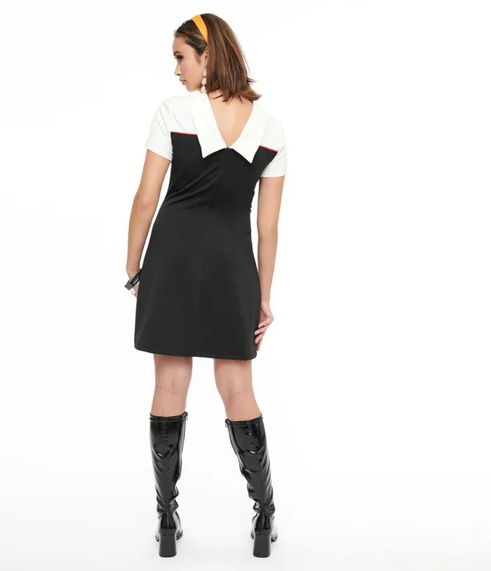 Smak Parlour 1960s Black and Orange Pumpkin Pocket Shift Dress DressesHalloween Unique Vintage Pocket Dresses