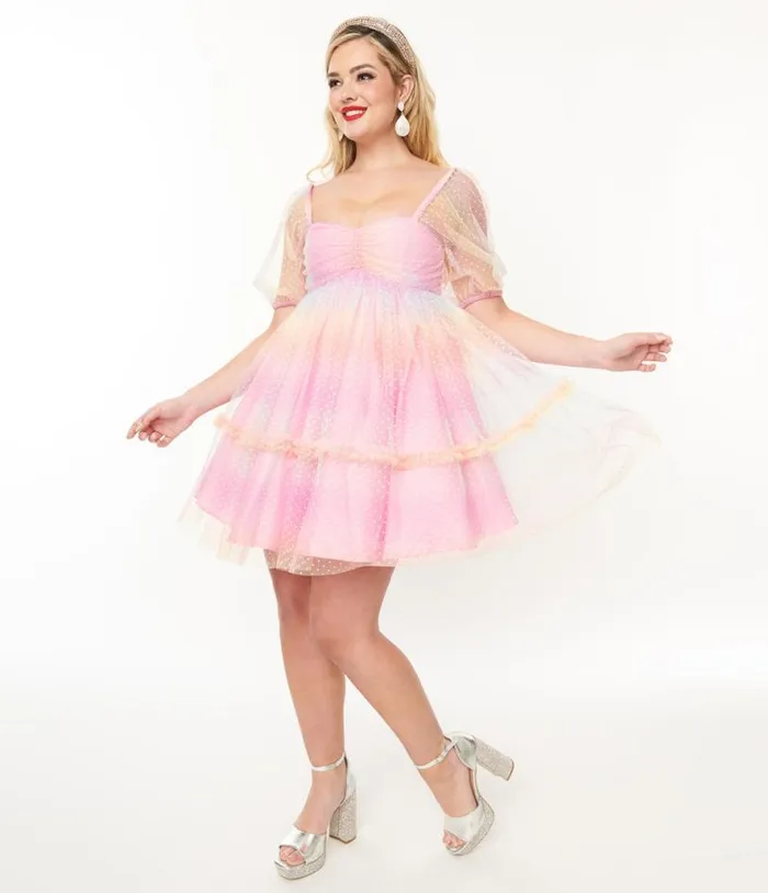 Smak Parlour 1960s Pink Rainbow Polka Dot Babydoll Dress DressesPlus Unique Vintage Babydoll Smak Parlour 1960s Pink Rainbow Polka Dot Babydoll Dress DressesPlus Unique Vintage Babydoll