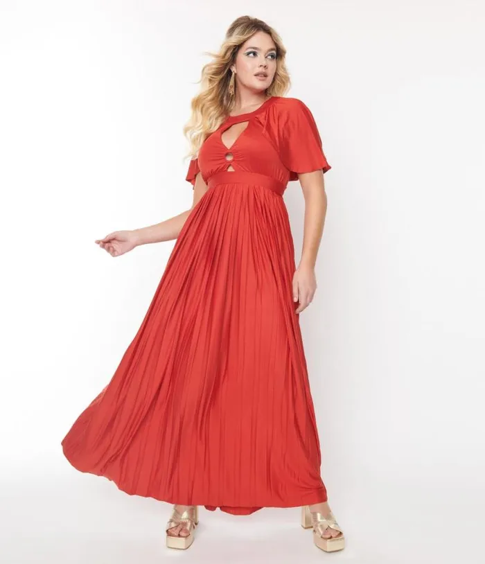 Smak Parlour 1970s Rust Red Pleated Cape Maxi Dress Dresses Unique Vintage Maxi Smak Parlour 1970s Rust Red Pleated Cape Maxi Dress Dresses Unique Vintage Maxi