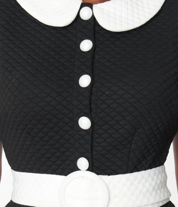 Smak Parlour Black and White Quilted Mini Dress Dresses Unique Vintage Pocket Dresses