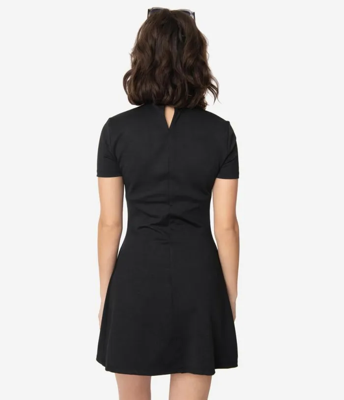 Smak Parlour Black Mock Turtleneck Wave Maker Mini Dress Dresses Unique Vintage Pocket Dresses