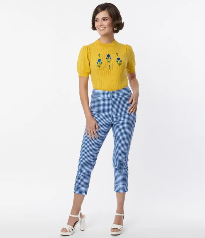 Smak Parlour Blue Gingham Tulip Pocket Smarty Pants Capri Clothing Unique Vintage Pants Smak Parlour Blue Gingham Tulip Pocket Smarty Pants Capri Clothing Unique Vintage Pants