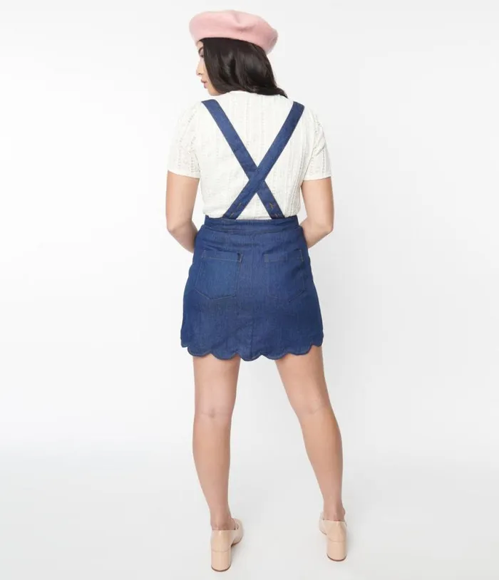 Smak Parlour Denim Blue Suspender Mini Skirt Clothing Unique Vintage Skirts