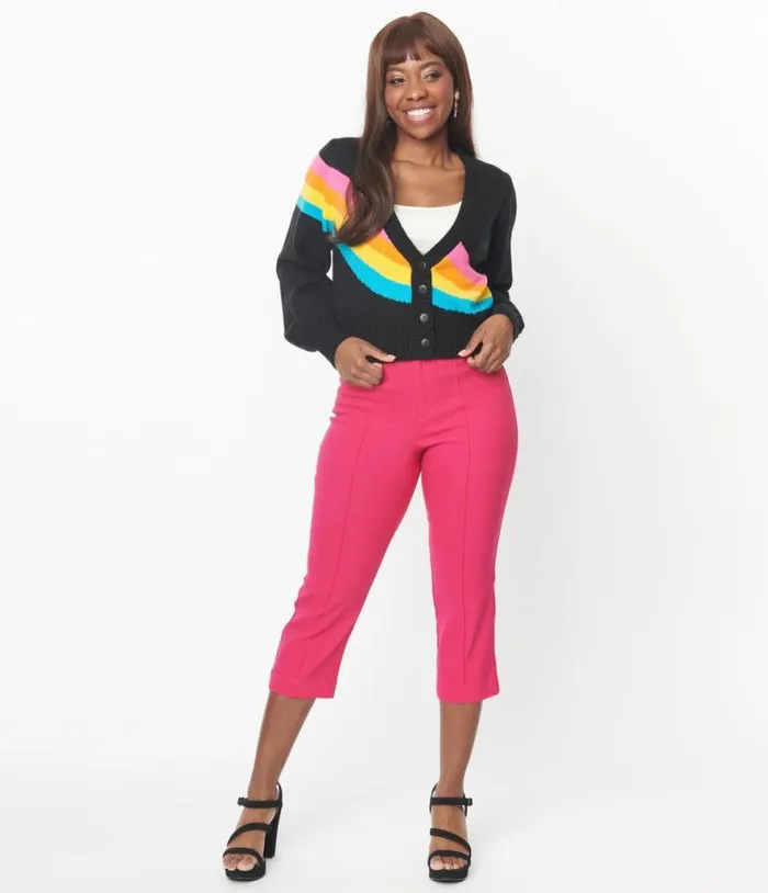Smak Parlour Hot Pink Pintuck Capris ClothingPlus Unique Vintage Pants