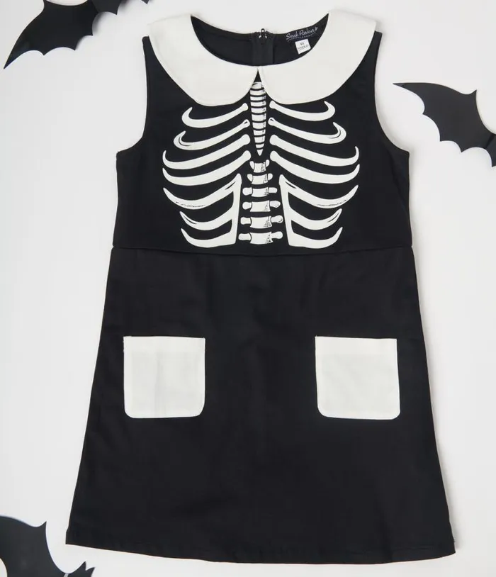 Smak Parlour Kids Black and White Glow In The Dark Skeleton Power Mini Dress DressesHalloween Unique Vintage Pocket Dresses Smak Parlour Kids Black and White Glow In The Dark Skeleton Power Mini Dress DressesHalloween Unique Vintage Pocket Dresses