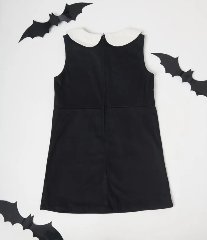 Smak Parlour Kids Black and White Glow In The Dark Skeleton Power Mini Dress DressesHalloween Unique Vintage Pocket Dresses