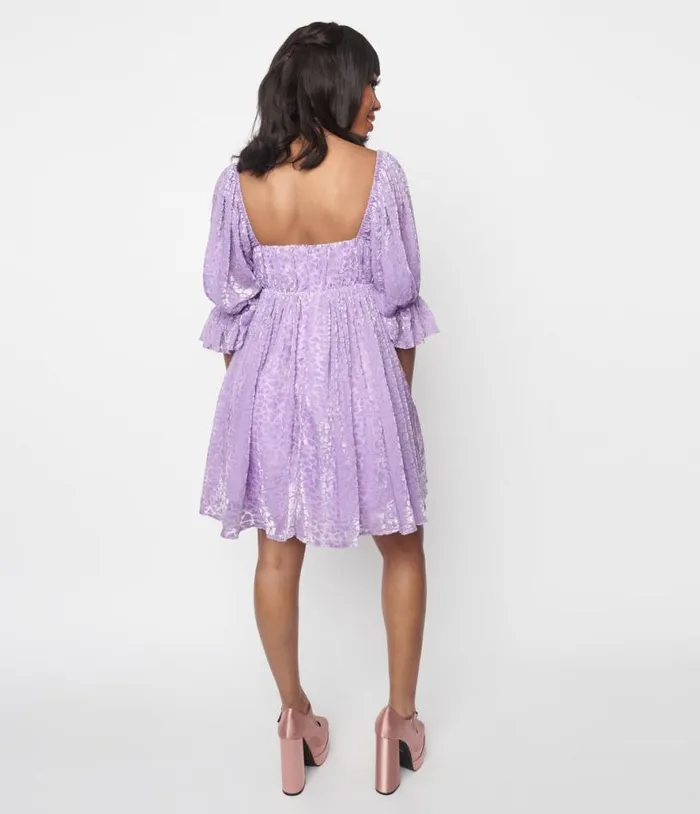 Smak Parlour Lavender Heart Velvet Love Interest Babydoll Dress DressesPlus Unique Vintage Babydoll