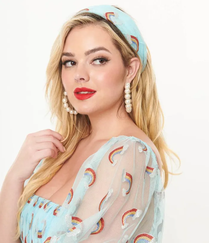 Smak Parlour Light Blue Glitter Rainbow Hair Scarf Accessories Unique Vintage Gloves and Scarves Smak Parlour Light Blue Glitter Rainbow Hair Scarf Accessories Unique Vintage Gloves and Scarves