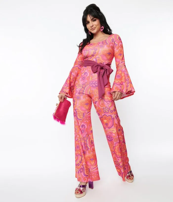 Smak Parlour Pink Mod Floral Bell Sleeve Jumpsuit Clothing Unique Vintage Rompers and Jumpsuits Smak Parlour Pink Mod Floral Bell Sleeve Jumpsuit Clothing Unique Vintage Rompers and Jumpsuits