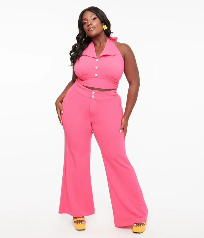 Smak Parlour Plus Size 1960s Hot Pink High Waist Flare Pants ClothingPlus Unique Vintage Pants Smak Parlour Plus Size 1960s Hot Pink High Waist Flare Pants ClothingPlus Unique Vintage Pants