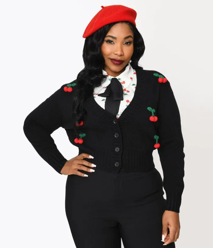 Smak Parlour Plus Size Black and Cherries Cardigan ClothingPlus Unique Vintage Sweaters and Cardigans Smak Parlour Plus Size Black and Cherries Cardigan ClothingPlus Unique Vintage Sweaters and Cardigans