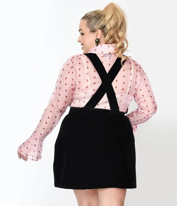 Smak Parlour Plus Size Pink and Strawberries Stripe Ruffle Blouse ClothingPlus Unique Vintage Blouses