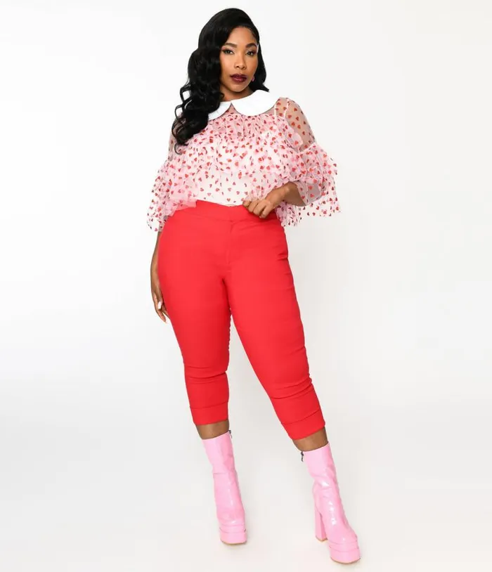 Smak Parlour Plus Size Red and Polka Dot Heart Pocket Smarty Pants Capri ClothingPlus Unique Vintage Pants Smak Parlour Plus Size Red and Polka Dot Heart Pocket Smarty Pants Capri ClothingPlus Unique Vintage Pants