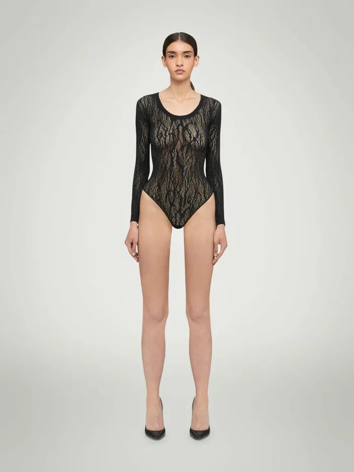 Snake Lace String Body Black Women Wolford Longsleeve Shirts
