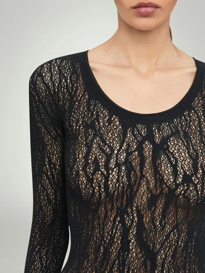 Snake Lace String Body Black Women Wolford Longsleeve Shirts