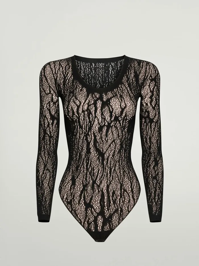 Snake Lace String Body Black Women Wolford Longsleeve Shirts