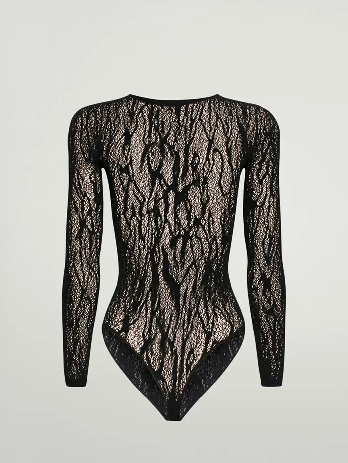 Snake Lace String Body Black Women Wolford Longsleeve Shirts