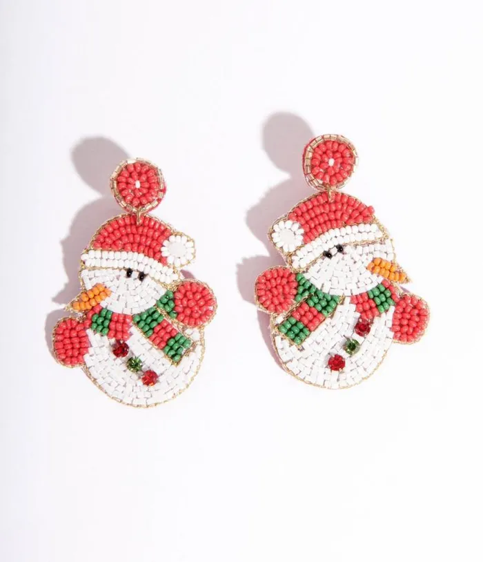 Snowman Beaded Drop Earrings Accessories Unique Vintage Earrings