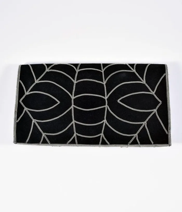 Spider Web Embroidered Clutch Accessories Unique Vintage Novelty Bags