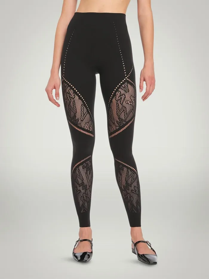 Sporty Logo Net Leggings Black Women Wolford Athleisure Leggings