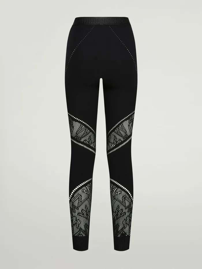Sporty Logo Net Leggings Black Women Wolford Athleisure Leggings