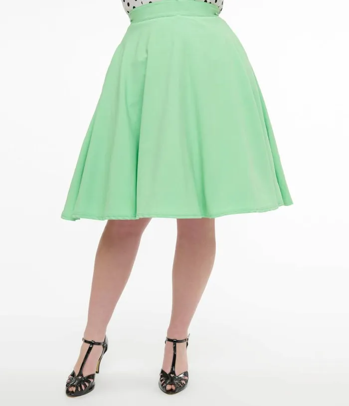 Steady 1950s Mint Green High Waist Thrills Skirt DressesClothingPlus Unique Vintage Skirts