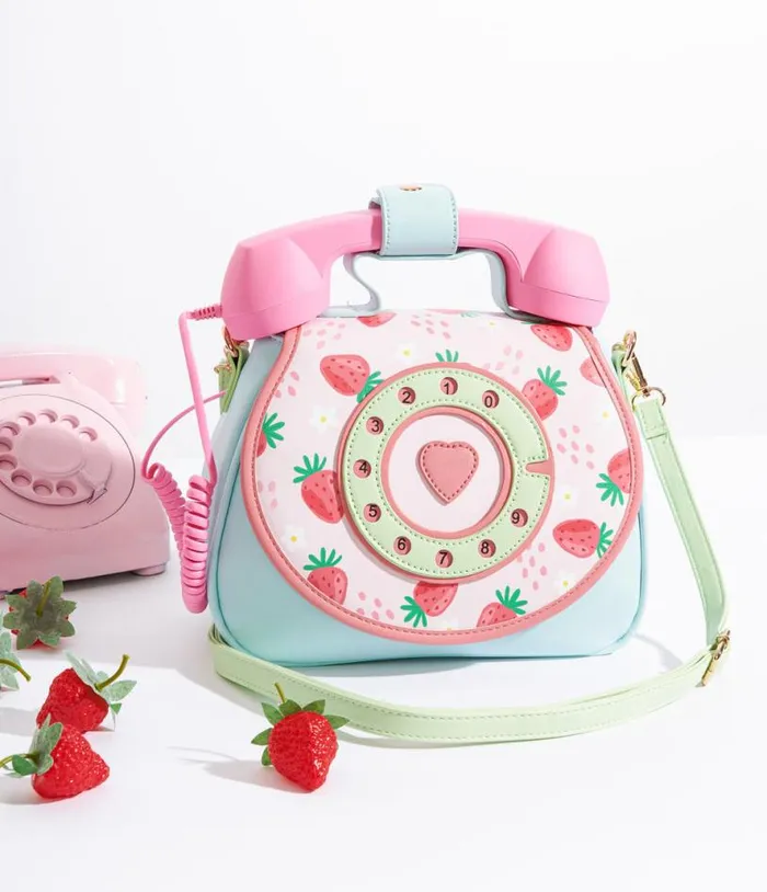 Strawberry Fields Ring Ring Phone Convertible Handbag Accessories Unique Vintage Novelty Bags Strawberry Fields Ring Ring Phone Convertible Handbag Accessories Unique Vintage Novelty Bags