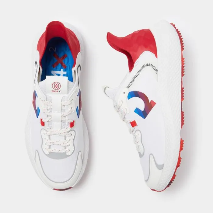 Street Shoes Men GFORE MEN039S MG4X2 KNIT STRIPED QUARTER G HYBRID GOLF CROSS TRAINER Poppy