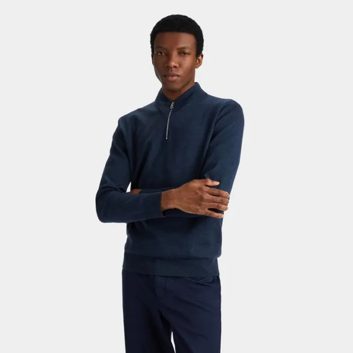 Sweaters Men GFORE V NECK MERINO WOOL QUARTER ZIP SWEATER Ink
