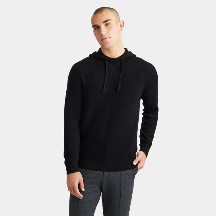 Sweaters Men GFORE WAFFLE STITCH MERINO WOOL HOODED SWEATER Onyx