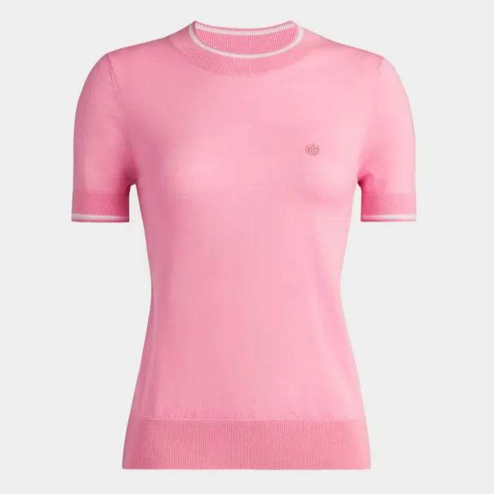 Sweaters Women GFORE MERINO WOOL SHORT SLEEVE SWEATER Candy