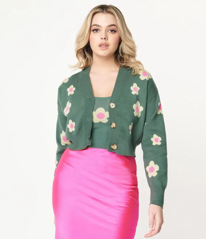 Teal Green and Mint Daisy Cardigan Clothing Unique Vintage Sweaters and Cardigans Teal Green and Mint Daisy Cardigan Clothing Unique Vintage Sweaters and Cardigans