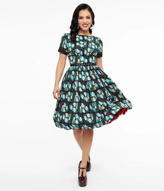 The Golden Girls X Black and Blue The Golden Girls Print Swing Dress Dresses Unique Vintage Swing The Golden Girls X Black and Blue The Golden Girls Print Swing Dress Dresses Unique Vintage Swing