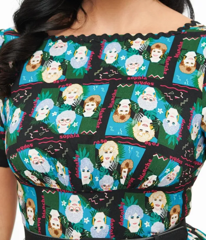 The Golden Girls X Black and Blue The Golden Girls Print Swing Dress Dresses Unique Vintage Swing