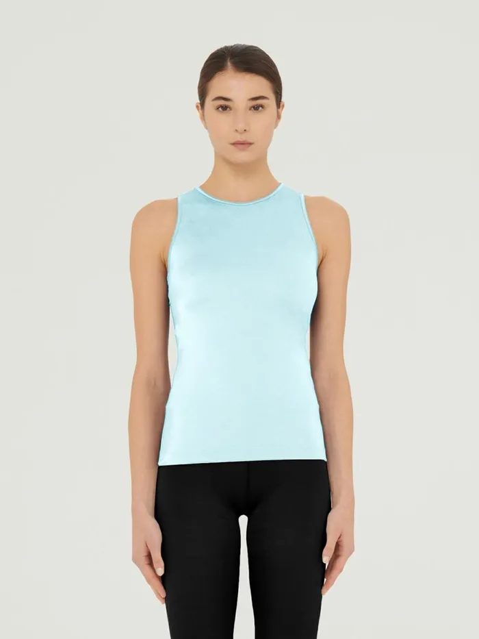 The Workout Top Sleeveless Light Aquamarine Women Wolford Tops