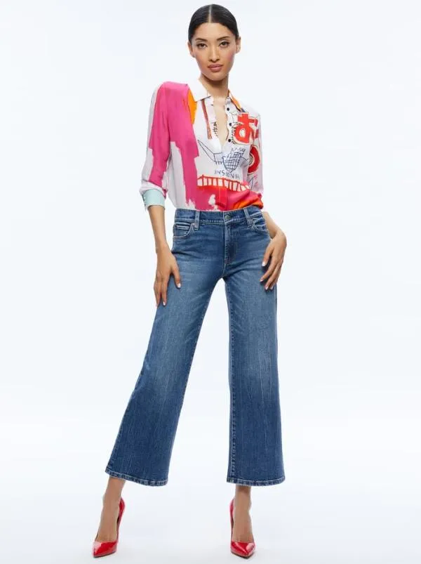Tops Women Alice Olivia AO X BASQUIAT WILLA PLACKET TOP Insignia
