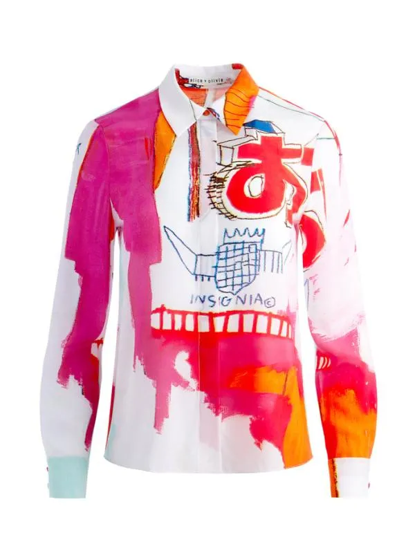 Tops Women Alice Olivia AO X BASQUIAT WILLA PLACKET TOP Insignia