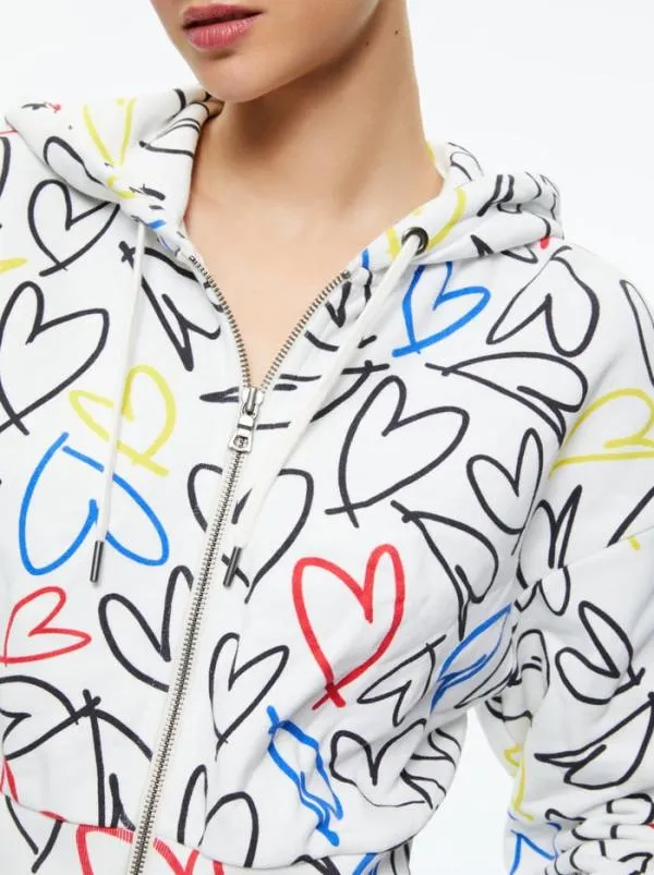 Tops Women Alice Olivia AO X LELE PONS HEARTS BARRON CROPPED HOODIE Lele Love