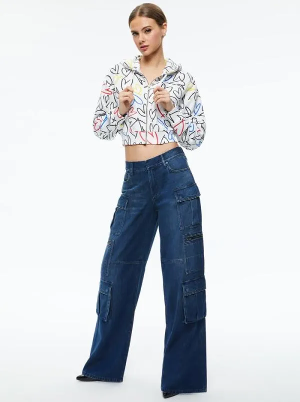 Tops Women Alice Olivia AO X LELE PONS HEARTS BARRON CROPPED HOODIE Lele Love