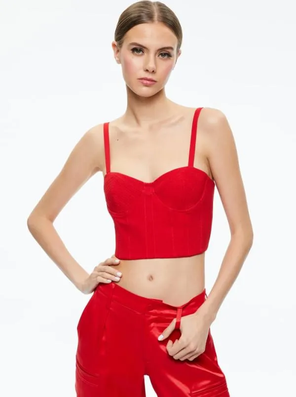 Tops Women Alice Olivia ADARA BUSTIER TOP Perfect Ruby